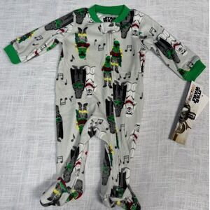 NWT Star Wars Baby Christmas PJs 0/3M Zip Foot‎ Sleeper Darth Vader Stormtrooper